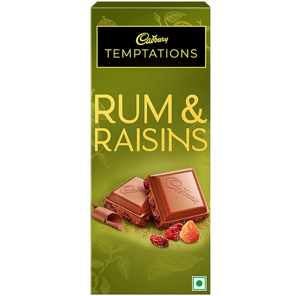 Cadbury Temptations Rum & Raisins Chocolate Bar, 70 g