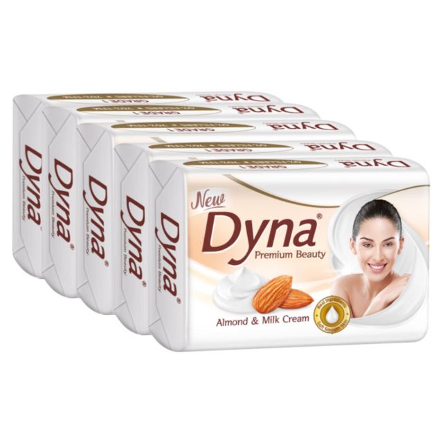 Dyna Milk Cream & Almond Oil Extracts Bathing Soap 125gm*4 Grade 1 Soap with 76% TFM