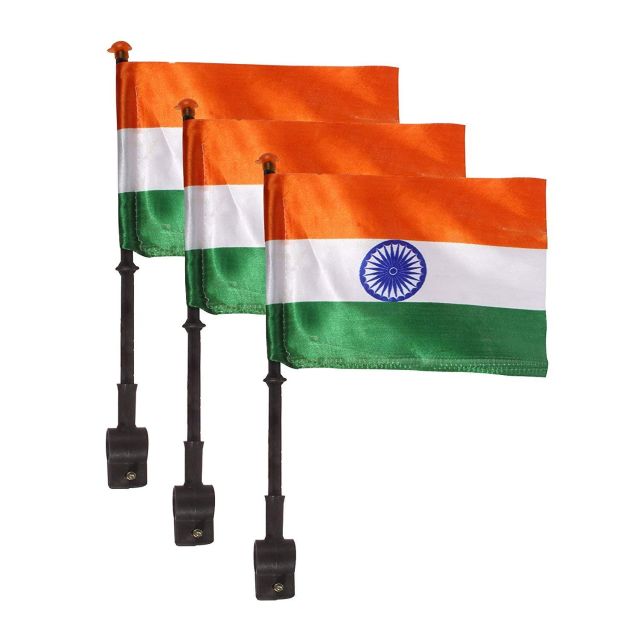 Indian Tricolor Flag For Bike and Scooty Trianga Flag With Stand