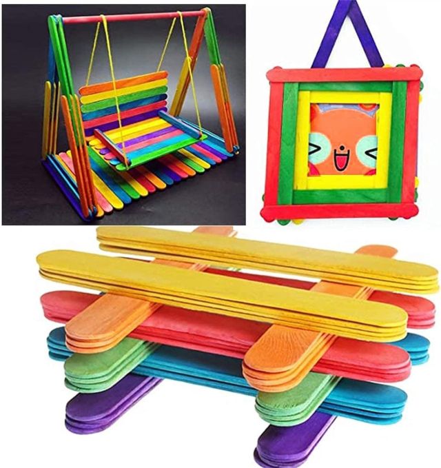 Colorful Wooden Craft Stick 50 Pcs