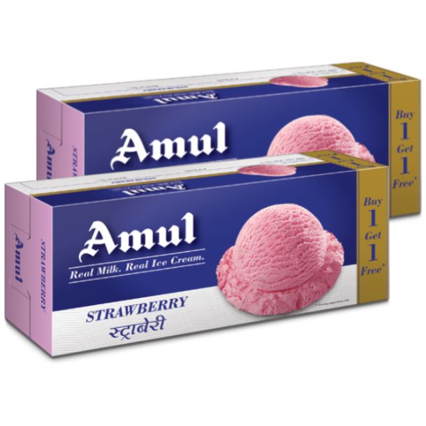 Amul Strawberry Family Pack Ice Cream, 750ml (Buy 1 get 1)