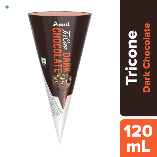 Amul Dark Chocolate Ice Cream Tricone, 120 ml