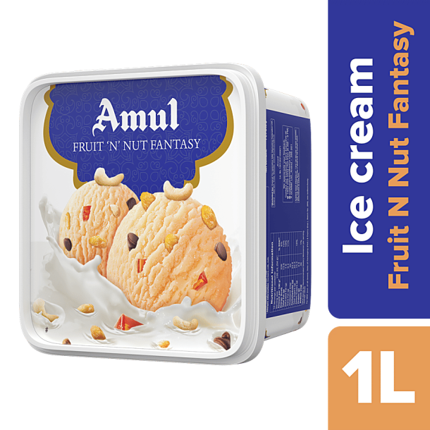 Amul Fruit 'N' Nut Fantasy Ice Cream, 1 L Tub
