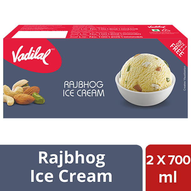 Vadilal Rajbhog Ice Cream, 700 ml (Buy 1 Get 1 Free)
