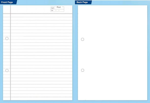 90 GSM A4 One Side Ruled One Side Plain 10+1 Sheet with index